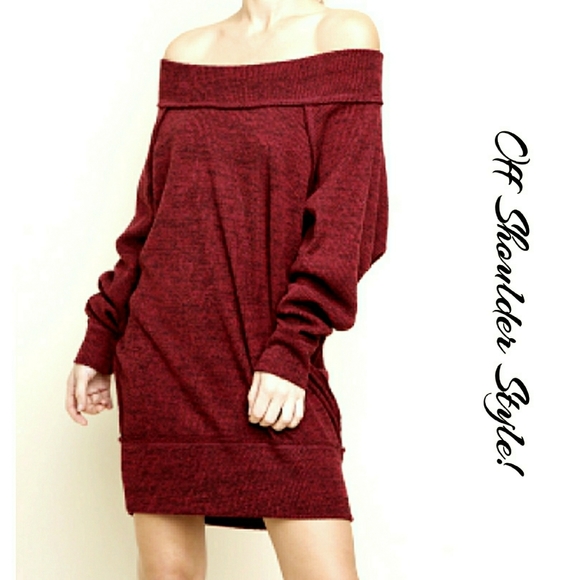 Umgee Dresses & Skirts - LAST ONE! Umgee Off Shoulder Rib Knit Tunic Dress